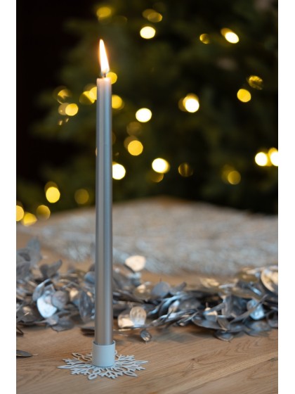 PORTE BOUGIE FLAMBEAU FLOCON DE NEIGE METAL BLANC DIA 9.5CM X 2.5CM