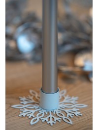 PORTE BOUGIE FLAMBEAU FLOCON DE NEIGE METAL BLANC DIA 9.5CM X 2.5CM