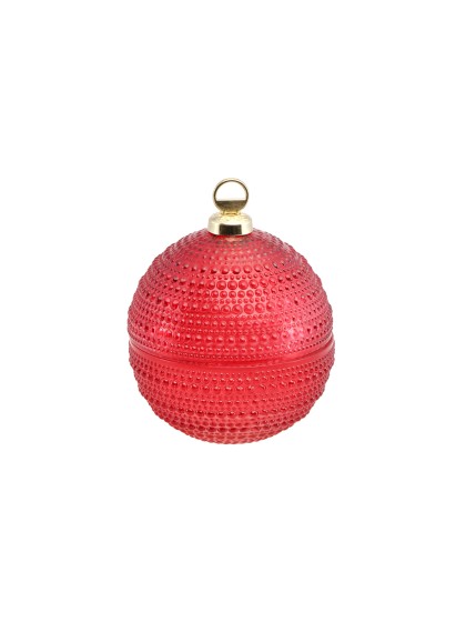BOULE DE NOEL VERRE ROUGE A REMPLIR DIA 8.5CM X 10.5CM