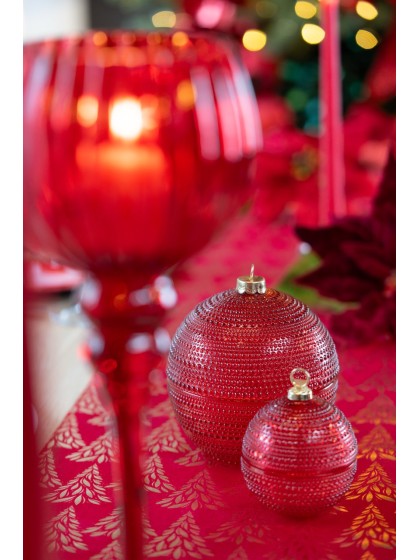 BOULE DE NOEL VERRE ROUGE A REMPLIR DIA 13.5CM X 14.5CM