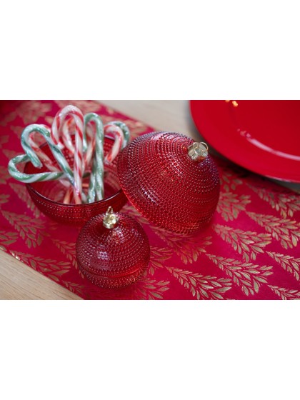 BOULE DE NOEL VERRE ROUGE A REMPLIR DIA 13.5CM X 14.5CM