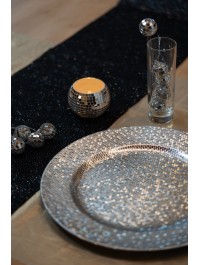 PHOTOPHORE VERRE EFFET BOULE A FACETTES ARGENT DIA 8CM X 7CM