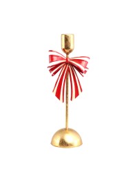 PORTE BOUGIE FLAMBEAU OR METAL CANDY STRIPES 11CM X 8CM X 28CM