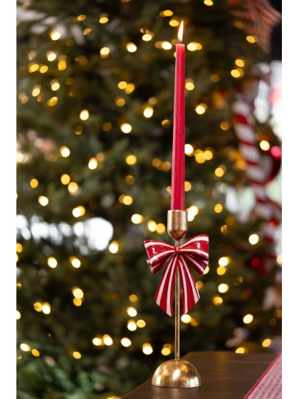 PORTE BOUGIE FLAMBEAU OR METAL CANDY STRIPES 11CM X 8CM X 28CM