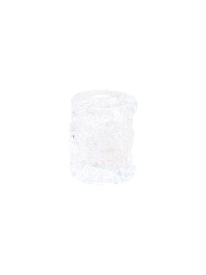 CLEAR GLASS TAPER CANDLE HOLDER FROSTY EFFECT DIA 5CM X 6CM