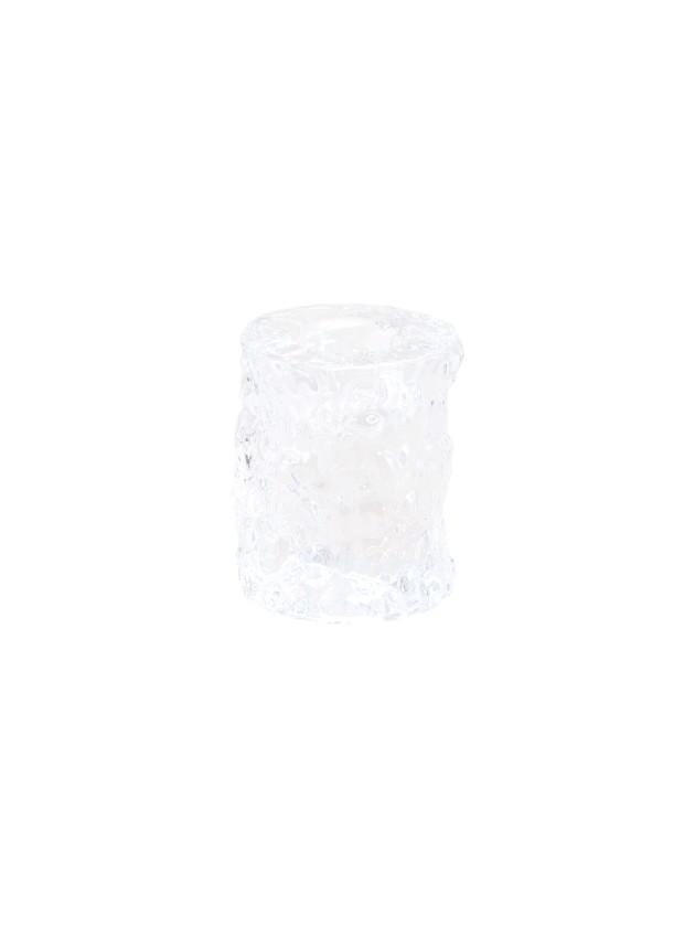 CLEAR GLASS TAPER CANDLE HOLDER FROSTY EFFECT DIA 5CM X 6CM