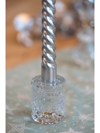 CLEAR GLASS TAPER CANDLE HOLDER FROSTY EFFECT DIA 5CM X 6CM
