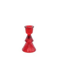 PORTE FACKELKERZE TANNE GLAS ROT DIA 6CM X 10CM