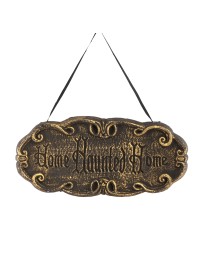 HOME HAUNTED HOME POLYSTYRENE SIGN 43CM X 20CM X 3CM