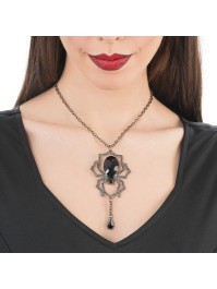 COLLIER ARAIGNEE NOIR 5CM X 32CM