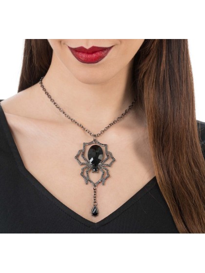 COLLIER ARAIGNEE NOIR 5CM X 32CM