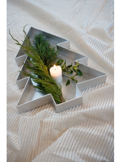 PLATEAU CARTONNE SAPIN ARGENT 30CM X 40CM X 4CM