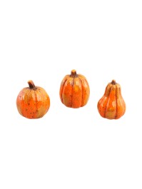 SET 3 ORANGE TERRACOTTA PUMPKINS AROUND 5.5CM X 5CM X 6CM