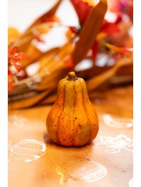 SET 3 ORANGE TERRACOTTA PUMPKINS AROUND 5.5CM X 5CM X 6CM