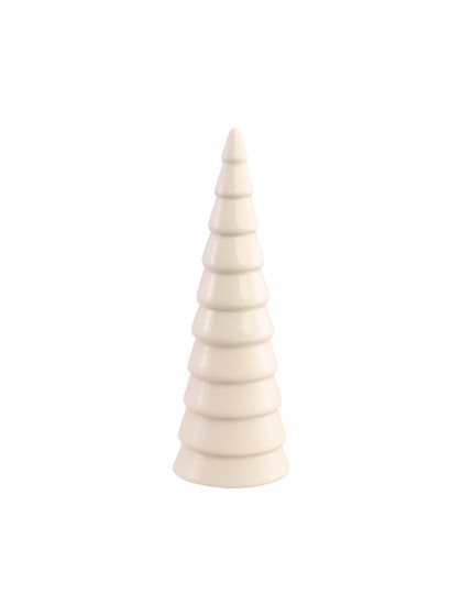 WHITE CERAMIC CONE SHAPE XMAS TREE DIA 7CM X 20.6CM