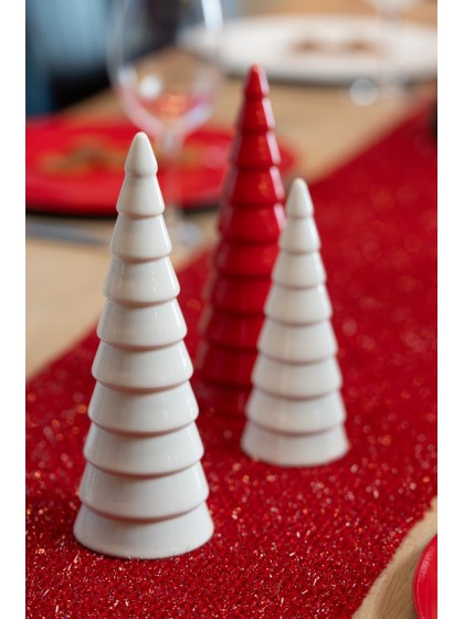 WHITE CERAMIC CONE SHAPE XMAS TREE DIA 7CM X 20.6CM