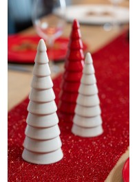 WHITE CERAMIC CONE SHAPE XMAS TREE DIA 7CM X 20.6CM