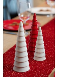 RED CERAMIC CONE SHAPE XMAS TREE DIA 7CM X 20.6CM