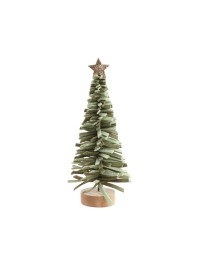 SAPIN FEUTRINE VERT FRANGES ETOILE DOREE DIA 11CM X 25CM / BASE DIA 6CM