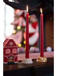 WHITE POLYRESIN TAPER CANDLE HOLDER CAKE SHAPE DIA 6.8CM X 3.2CM