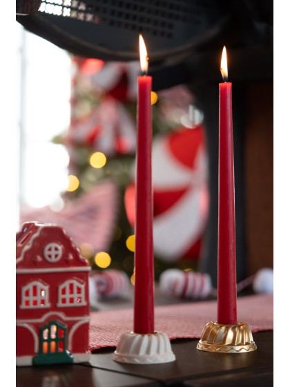 GOLD POLYRESIN TAPER CANDLE HOLDER CAKE SHAPE DIA 6.8CM X 3.2CM