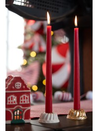 GOLD POLYRESIN TAPER CANDLE HOLDER CAKE SHAPE DIA 6.8CM X 3.2CM