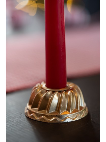 GOLD POLYRESIN TAPER CANDLE HOLDER CAKE SHAPE DIA 6.8CM X 3.2CM