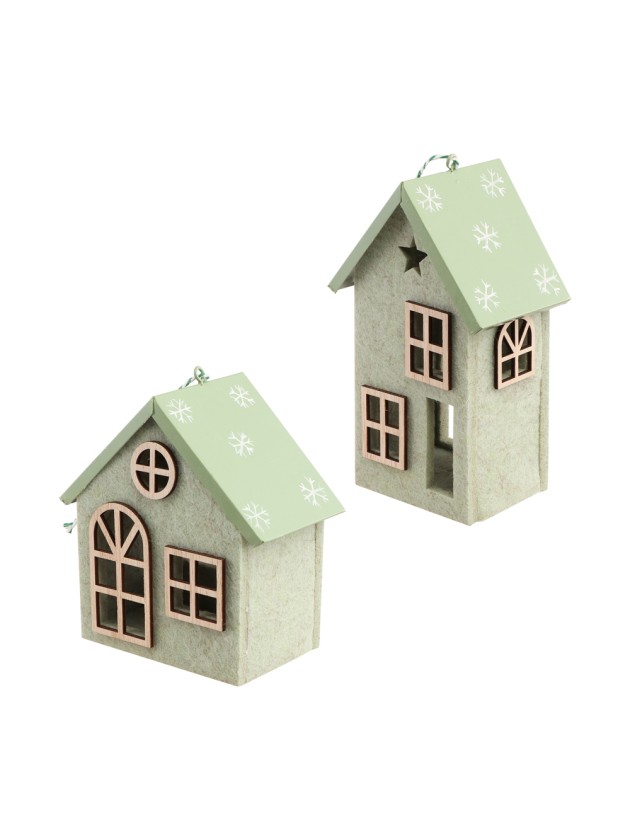 HAUS FILZ GRÜN AUFHÄNGEN 2 SORT. CA. 9CM X 6.3CM X 15.5CM