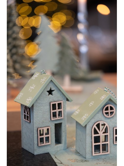 HAUS FILZ GRÜN AUFHÄNGEN 2 SORT. CA. 9CM X 6.3CM X 15.5CM