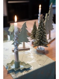 PORTE BOUGIE FLAMBEAU SAPIN CERAMIQUE VERT 11CM X 14.5CM X 4CM