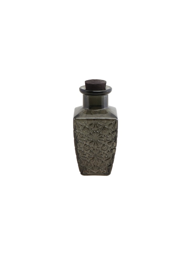 BLACK TEXTURED GLASS BOTTLE 5.2CM X 5.2CM X 11.5CM