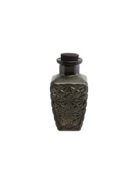 BLACK TEXTURED GLASS BOTTLE 6.5CM X 6.5CM X 13.5CM