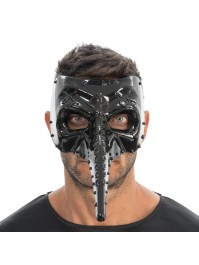BLACK SHINY PLAGUE DOCTOR MASK 16.5CM X 29CM X 13CM