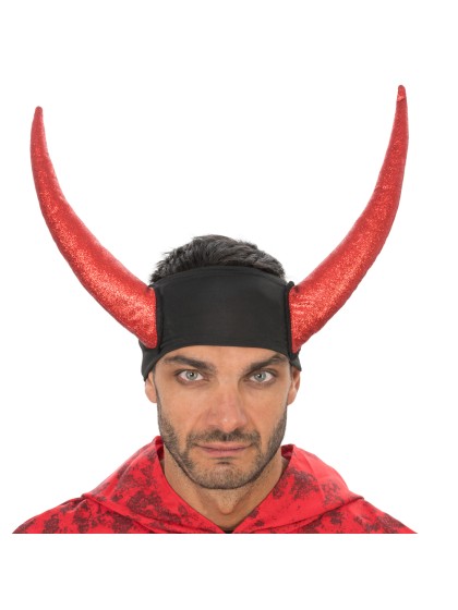 BANDEAU ELASTIQUE CORNES DIABLE ROUGE 29CM