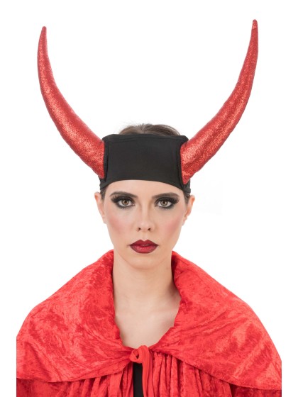 BANDEAU ELASTIQUE CORNES DIABLE ROUGE 29CM