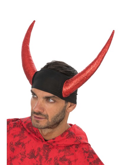 BANDEAU ELASTIQUE CORNES DIABLE ROUGE 29CM