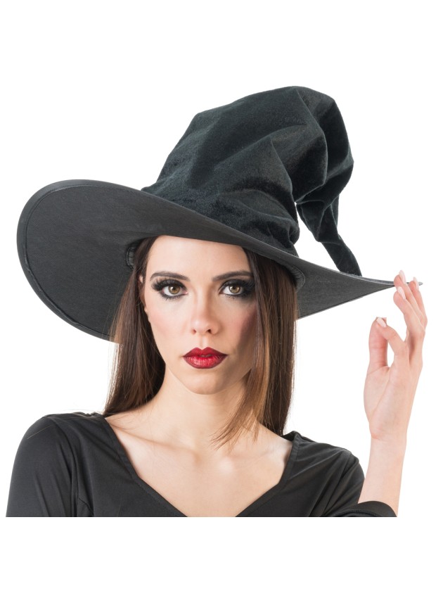 BLACK VELVET WITCH HAT DIA 45CM X 35CM