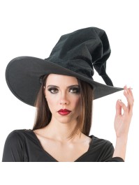 CHAPEAU SORCIERE VELOURS NOIR DIA 45CM X 35CM