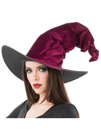CHAPEAU SORCIERE VELOURS BORDEAUX DIA 45CM X 35CM