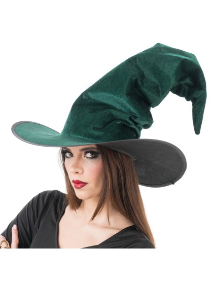 GREEN VELVET WITCH HAT DIA 45CM X 35CM