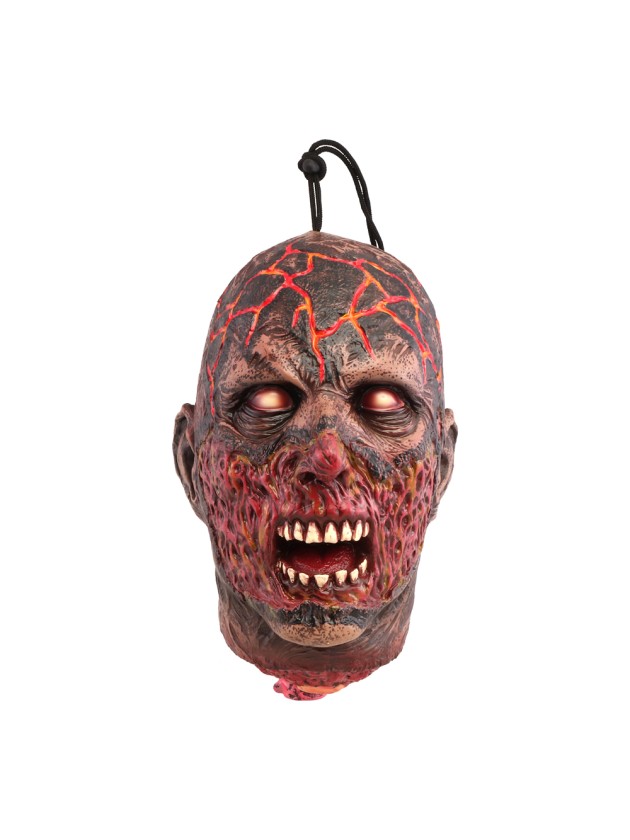 SUSPENSION TETE ARRACHEE ZOMBIE BRULE 18CM X 21CM X 30CM