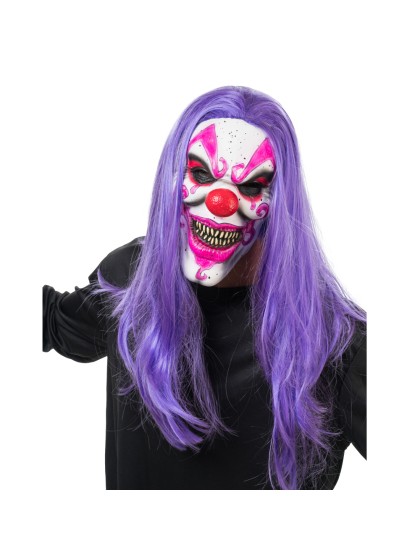 MASQUE LATEX CRAZY CLOWN VIOLET 20CM X 22CM X 40CM