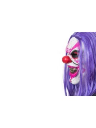 MASQUE LATEX CRAZY CLOWN VIOLET 20CM X 22CM X 40CM