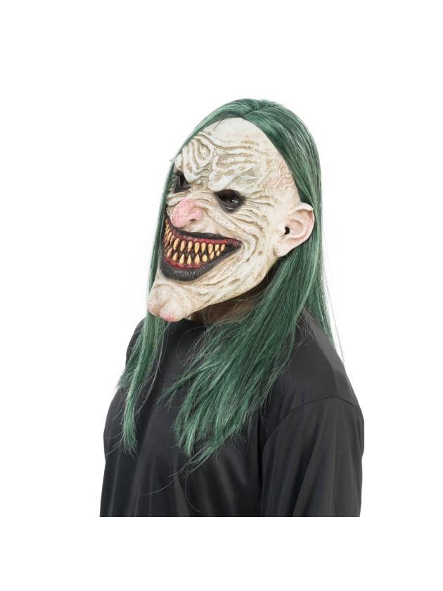 MASQUE LATEX SCARY MAN CHEVEUX VERT 23CM X 25CM X 35CM