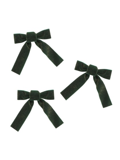 3 SCHLEIFEN SAMT GLITZER GRÜN 14CM X 1CM X 16CM