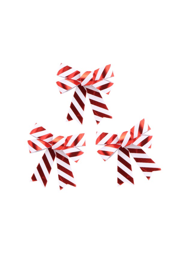 3 PVC BOWS CANDY STRIPES 10.5CM X 11CM