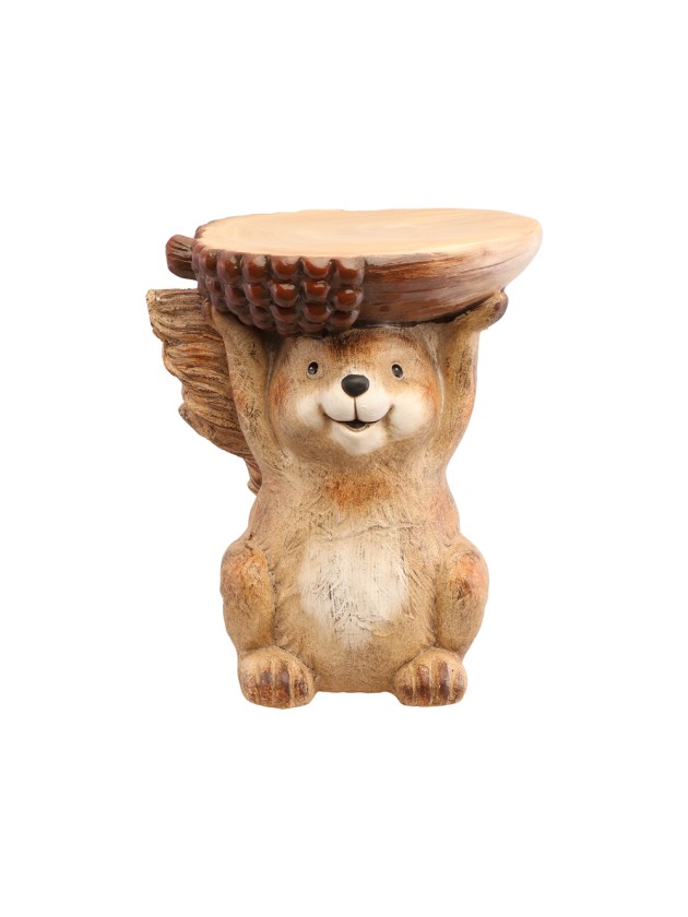 XL MAGNESIA STOOL SQUIRREL WITH NUT 29CM X 28CM X 34CM