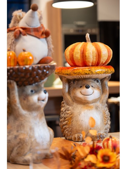 XL MAGNESIA STOOL HEDGEHOG WITH MUSHROOM 27.3CM X 26.2CM X 33CM