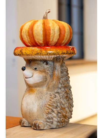 XL MAGNESIA STOOL HEDGEHOG WITH MUSHROOM 27.3CM X 26.2CM X 33CM