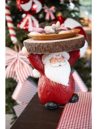 XL MAGNESIA STOOL SANTA WITH WOODEN LOG 29.5CM X 26CM X 30.8CM